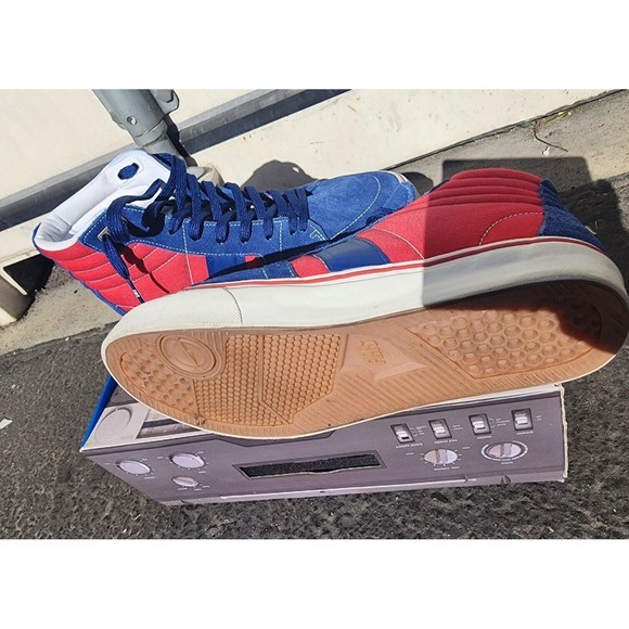 FMS O.G. High-Top Skate Shoes Dead Old Stock Retired Red Blue suede  No Insoles - Picture 2 of 7